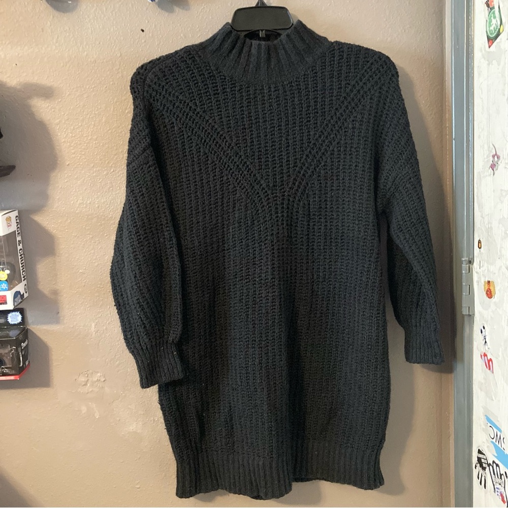 Old Navy Black Ribbed Knit Mini Sweater Dress - Picture 3 of 5